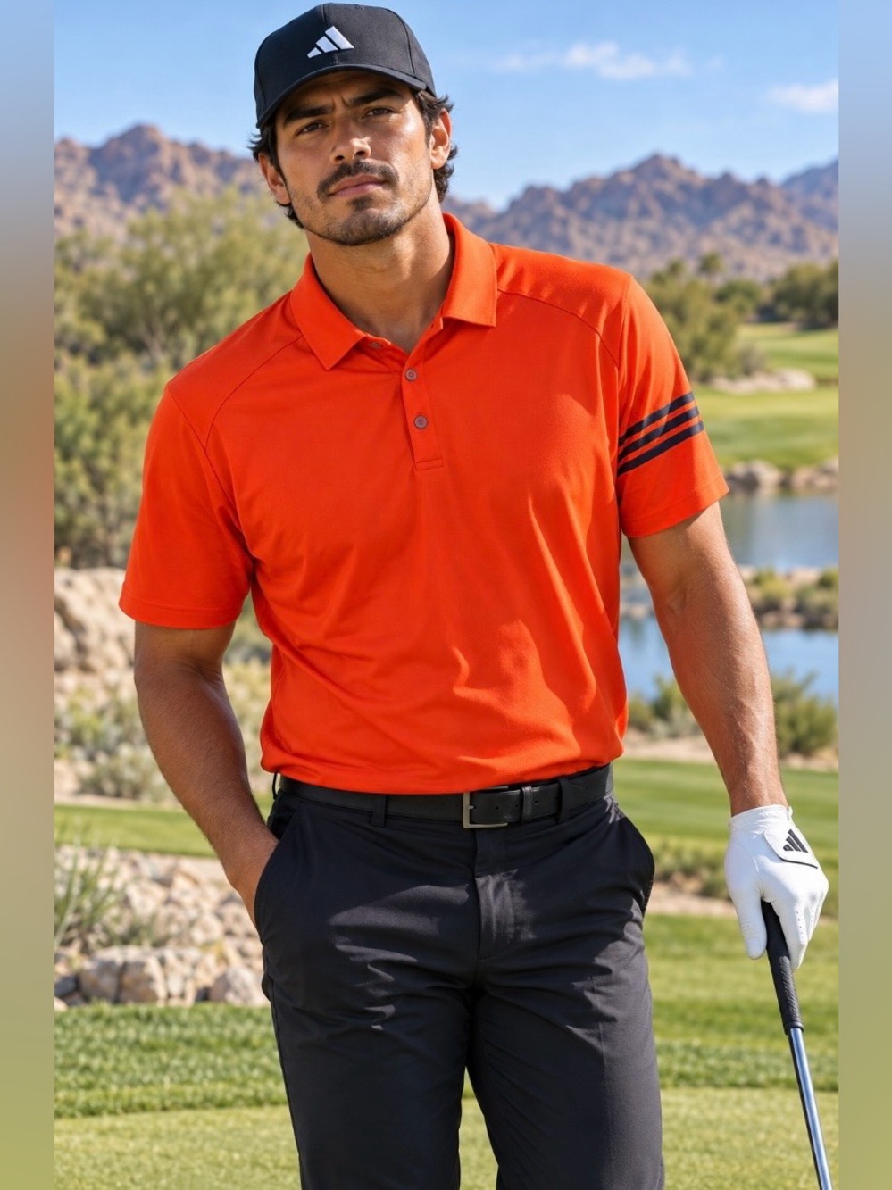 Adidas Lightweight Orange ClimaCool Golf Polo Shirt Men's Size L